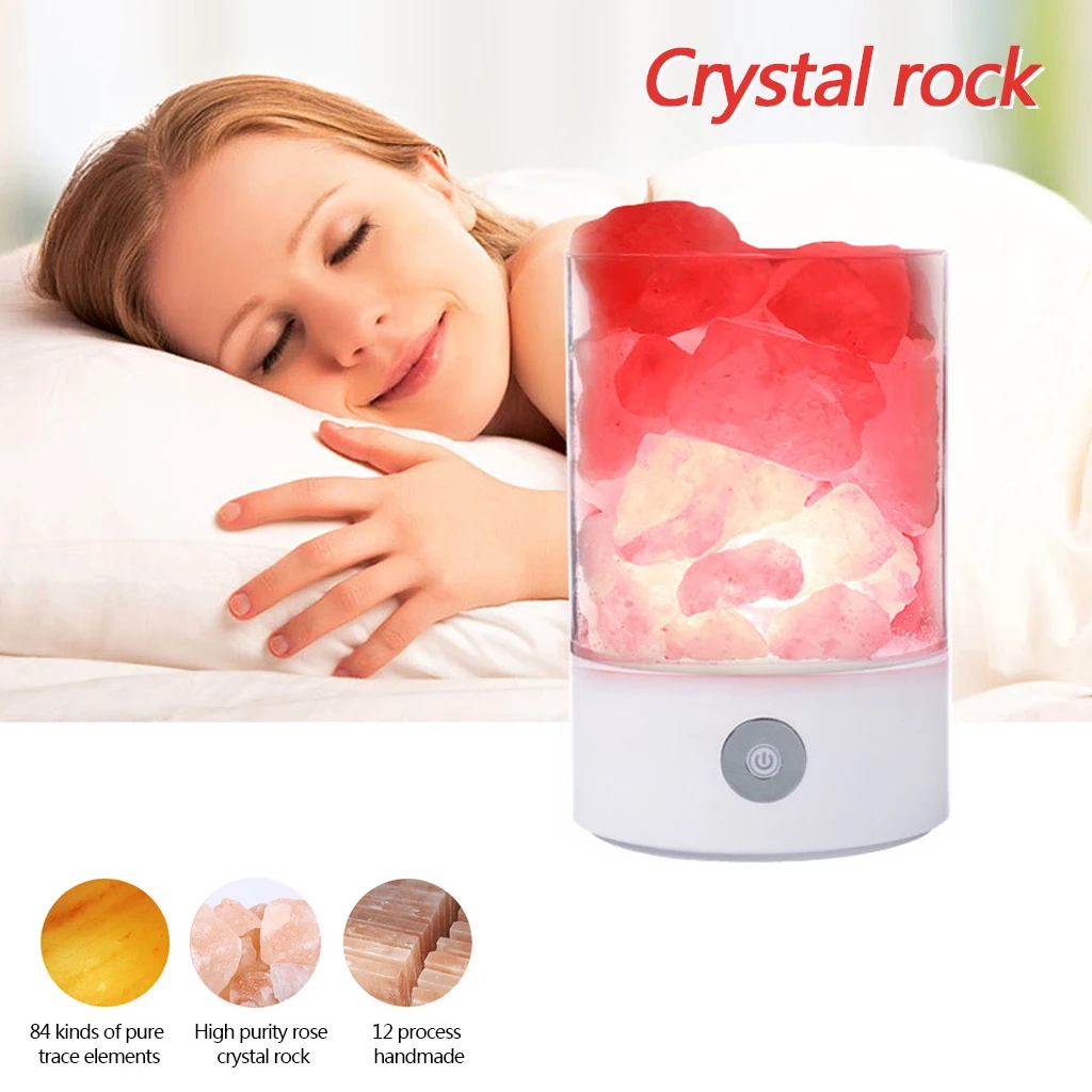 Хрустальный светильник натуральная Гималайская солевая лампа светодиодная