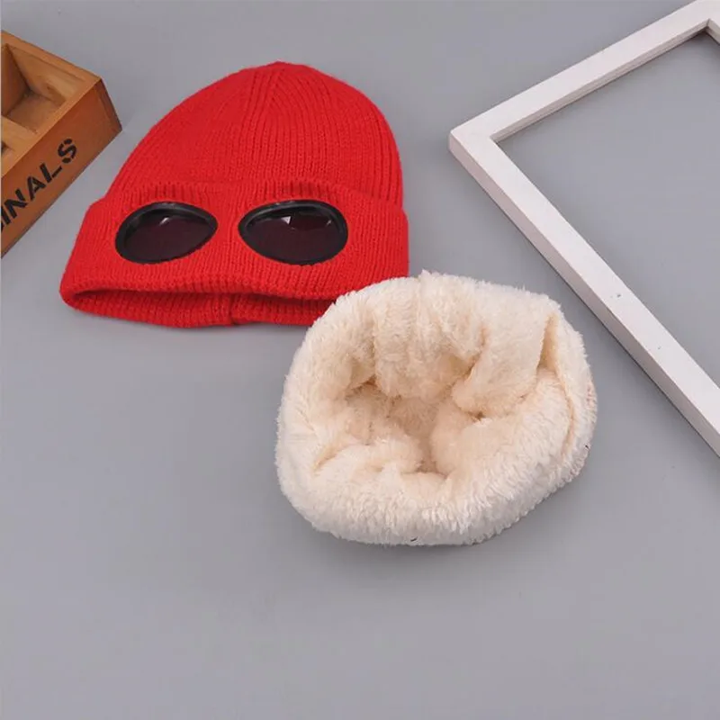 Зимние лыжные шапочки кепки со Съемные очки вязанные шапки маска Gorras капот