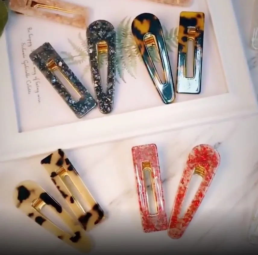 Оптовая продажа набор заколок для волос с блестками леопардовая прямоугольная