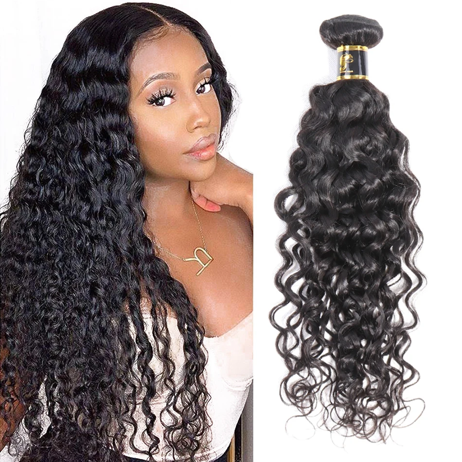 

ALEESA Water Wave Curly Bundles Remy Brazilian Human Hiar For Black Women Hair Extensions 26 Inches Natural Color