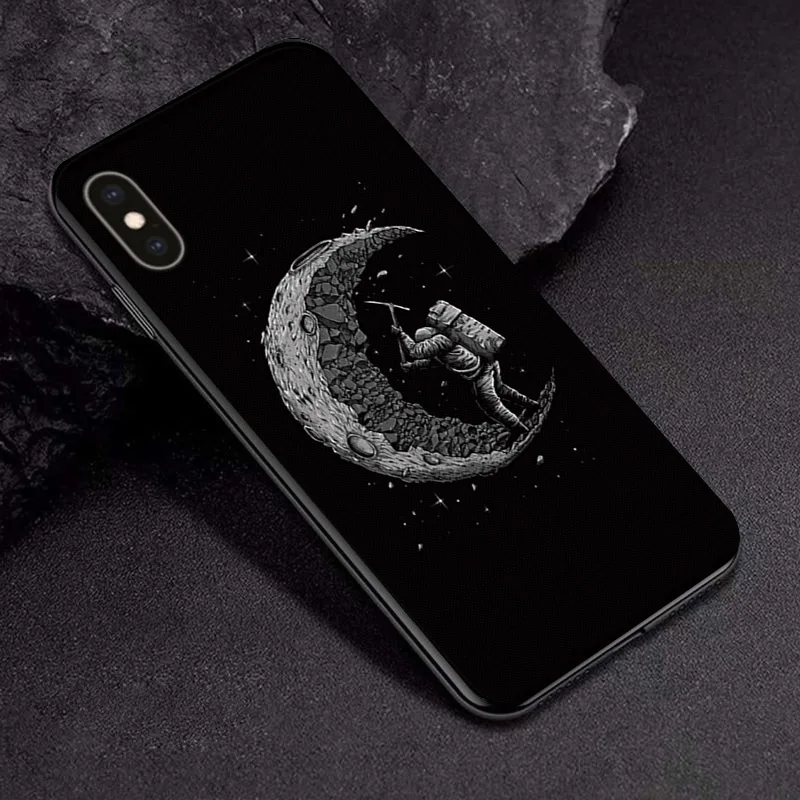 TPUBLK552 Черный чехол из ТПУ для Apple iPhone X XR XSMax 11 чехол Модный мультяшный астронавт для Apple iPhone 6 6S 7 8 Plus чехол для телефона бампер - Цвет: TPUBLK552