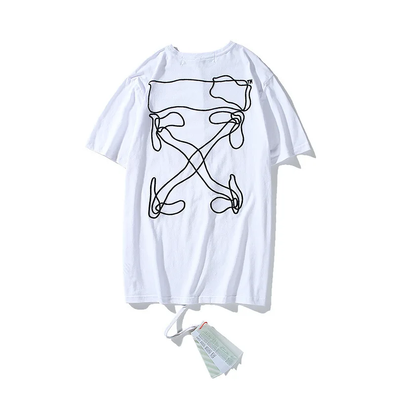 

Tangniuchao brand ow gradual change thread head simple versatile round neck Pullover Casual Short Sleeve T-Shirt