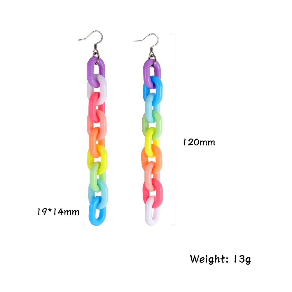 

Lucktune Long Chain Acrylic Statement Earrings Candy Colorful Rainbow Geometric Cool Earrings for Woman Party Jewelry Accessory