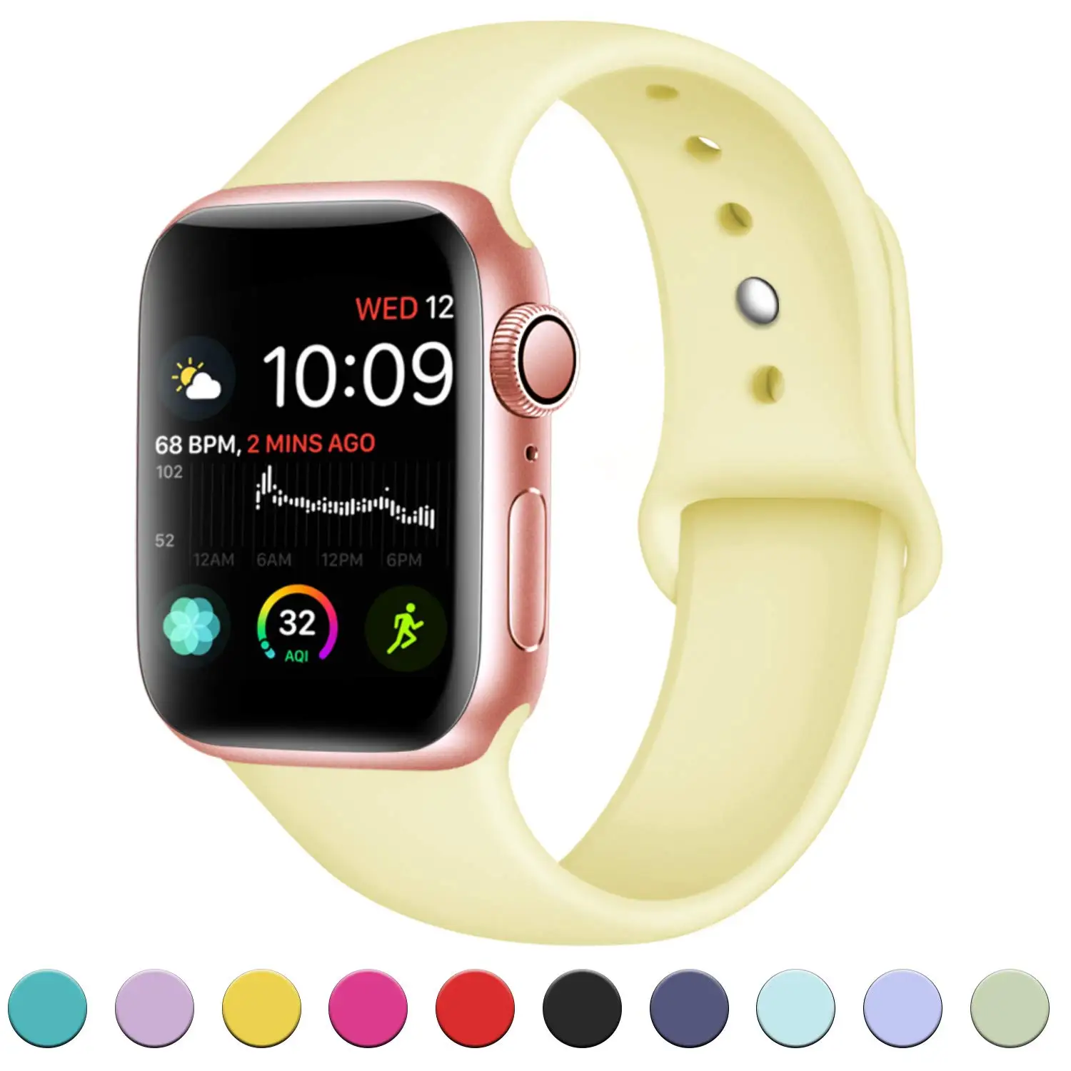 Силиконовый ремешок для часов Apple Watch 38 мм 42 40 44 спортивный на замену полос iWatch Series