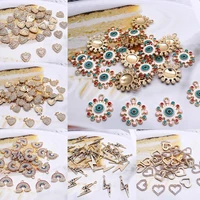 6pcs alloy micro inlay rhinestone pendant turkish eye lightning rainbow heart charms pendant for jewelry making necklace