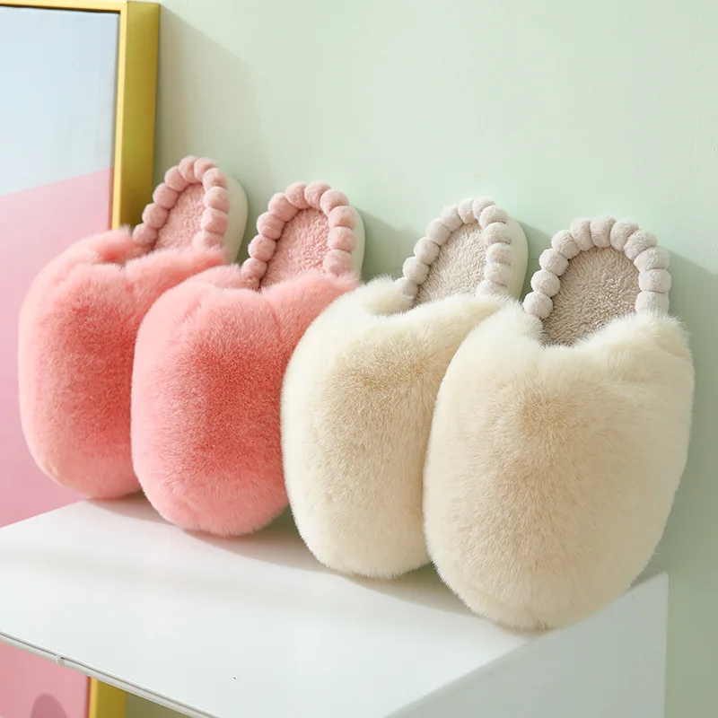 

Winter Hot Sale Women Home Slippers Indoor Outdoor Platform Shoes Fluffy Plus Velvet Warm Slides Ladies Non-Slip Cotton Slippers