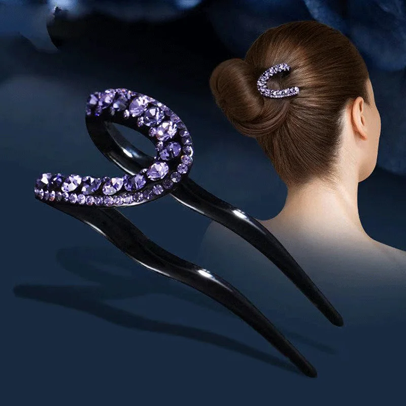 

Fashion Plastic Hair Sticks for Women Rhinestone Hair Clip Pins Minimalist U Shape Girls Hairpins Hair Bun Maker Headwear