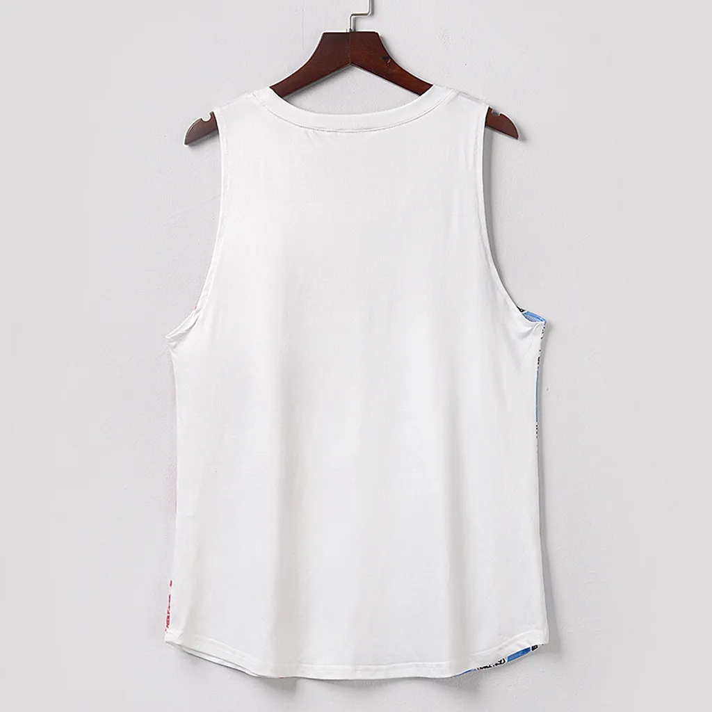 

2020 New Fashion Womens Srtipe Print O-Neck Sleeveless Sexy Vest Fashion Tank Top Sexy Cool Tunique Femme Ropa Mujer