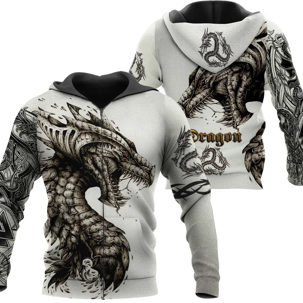 

Толстовка унисекс с 3D-принтом тату и дракона, роскошный свитшот на молнии, пуловер, повседневная спортивная одежда, уличная одежда