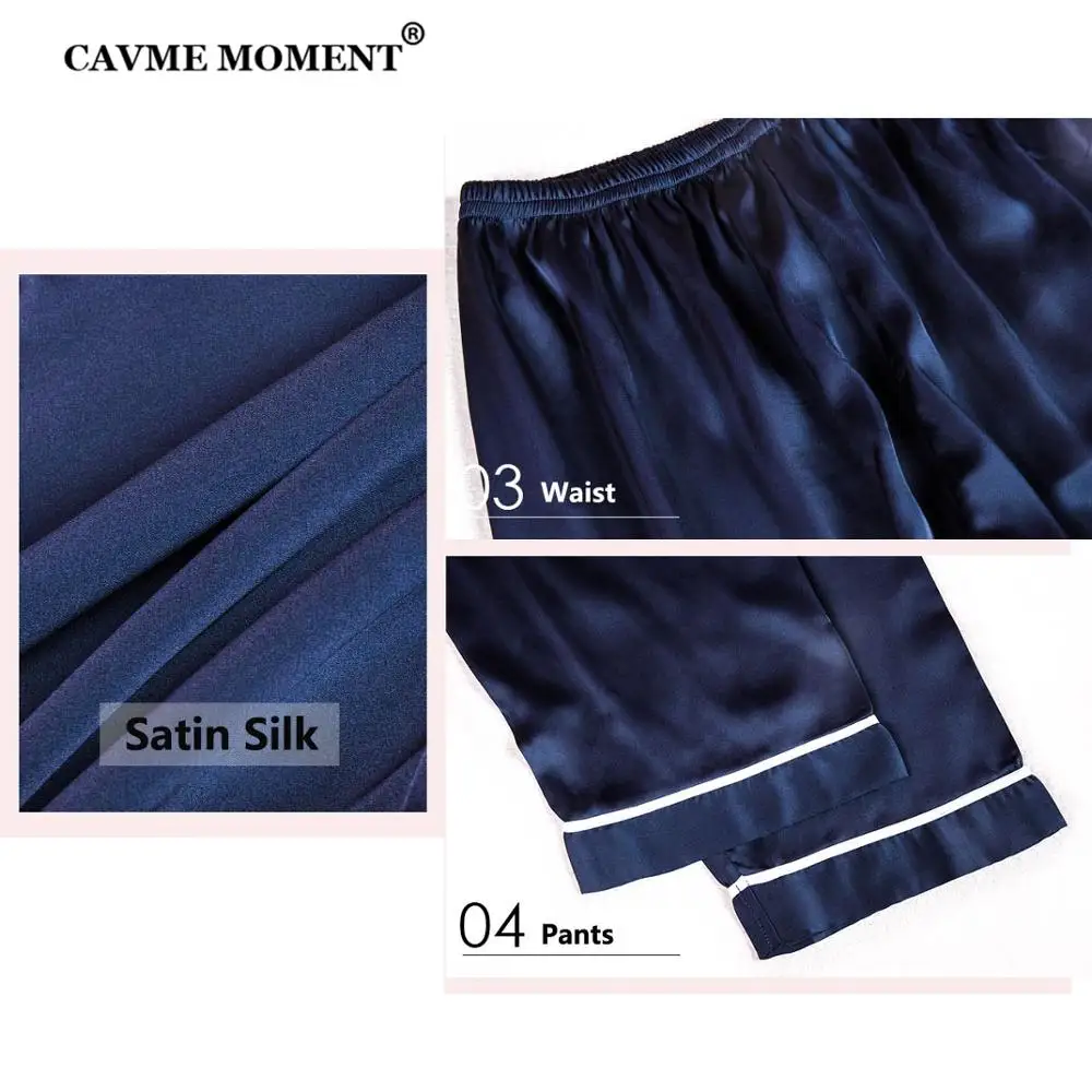 CAVME Satin Silk Pajama Sets for Lover Solid Color Women Pajama Full Sleeve Pants Soft Sleepwear Homewear PLUS SIZE