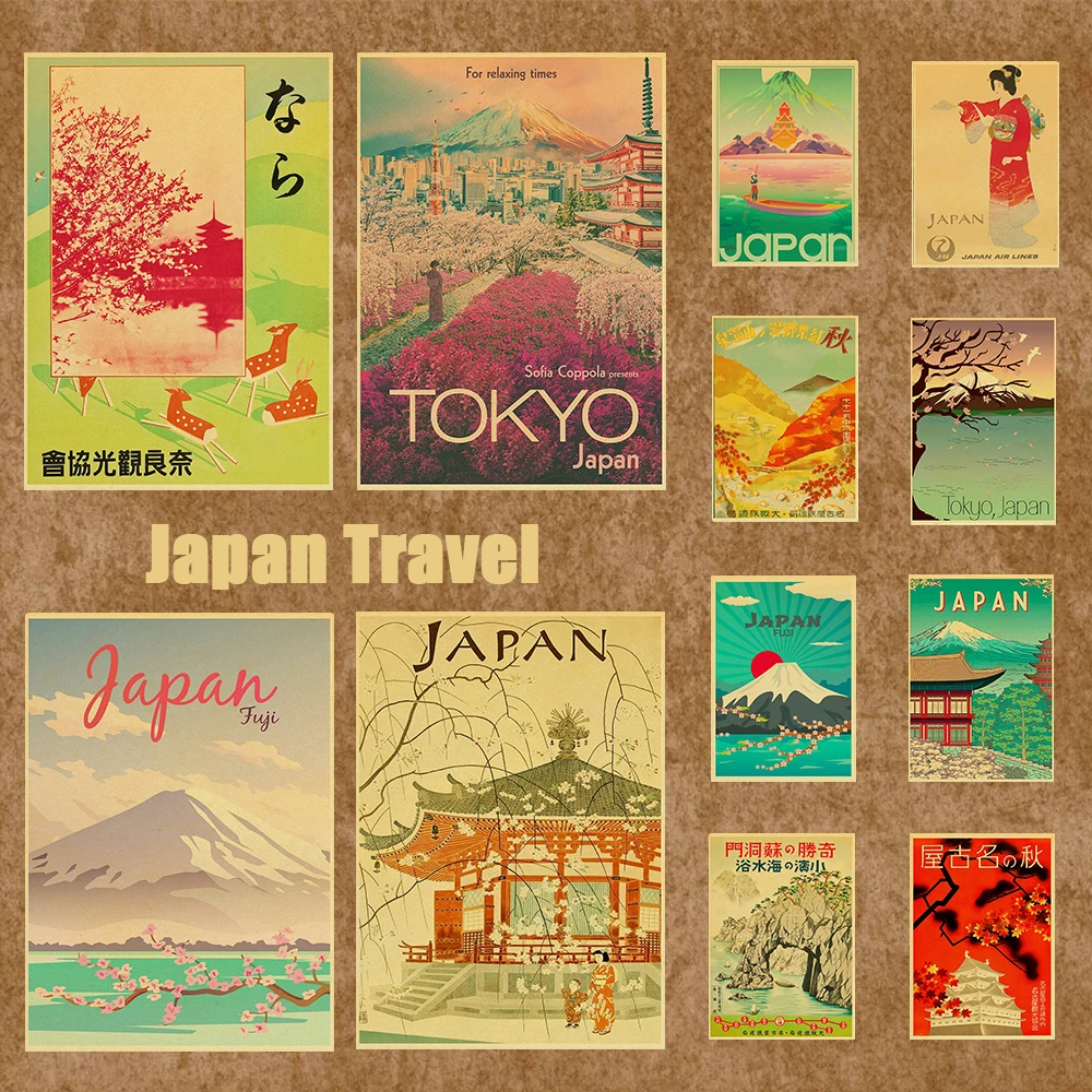 

Visit Japan Tokyo Travel Posters Art Paintings Vintage Wall Pictures Kraft Paper Print Wall Stickers Home Bar Decoration Gift