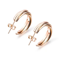 fashion all match c shaped earrings european and american ins net red titanium steel ladies earrings small hoop fashion jewelry