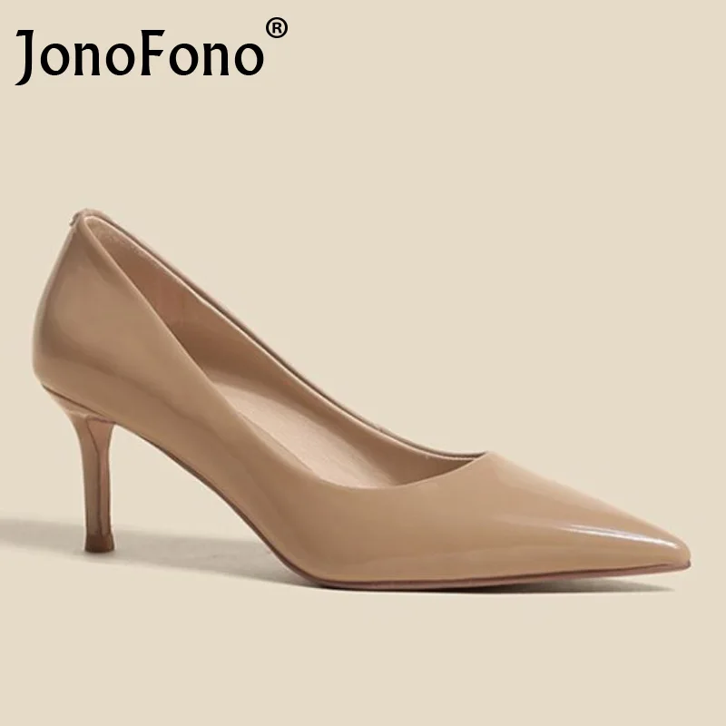

JonoFono 2022 Women High Heel Shoes Patent Leather Thin Heel Shoes Ladies Sexy Fashion Pumps Woman Footwear Size 34-39