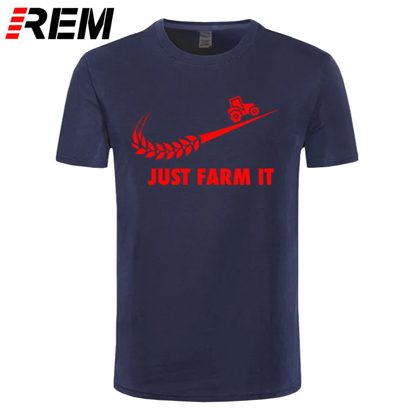 navy red Модная футболка Just Farm It, мужские хлопковые фермерские футболки с круглым вырезом и короткими рукавами, Мужская футболка для сельского хозяйства, топы - Цвет: navy red
