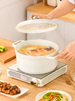 Luxury White Soup Pot Crock Pot Ceramic Saucepan Soup Pot High Temperature Casserole Resistant Cooking Pan Pot for Gas Stove