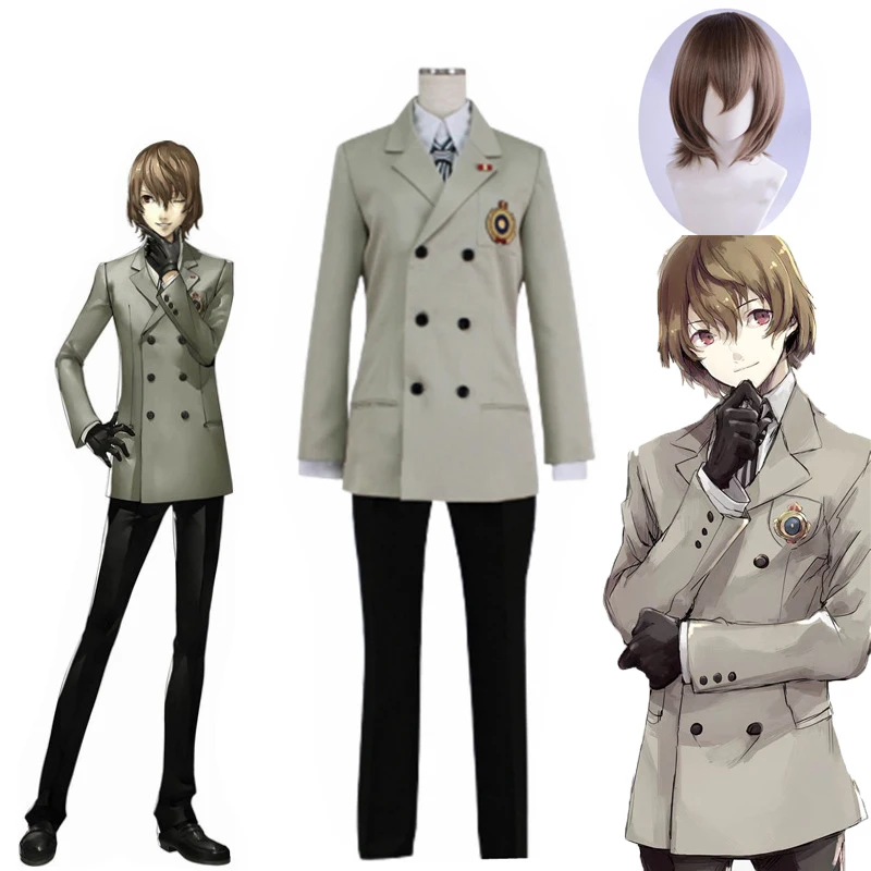 Костюм Школьная Униформа аниме Persona 5 P5 с париком для косплея костюм вечеринки на