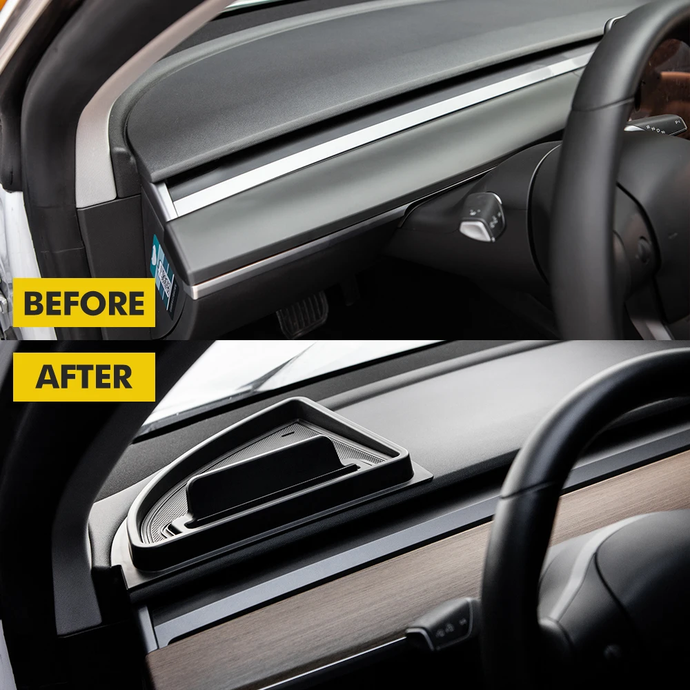 2pcs car phone holder mats for tesla model 3 model y front dashboard storage pad box accessories instrument panel tray anti slip free global shipping