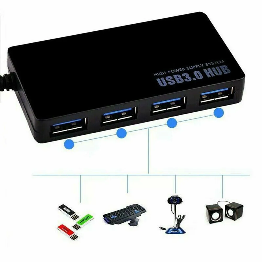 

USB 3.0 Hub 4 Port Extender 5Gbps Portable Multiport Splitter Expansion For Laptop PC Mac Laptop Desktop Computer Accessories