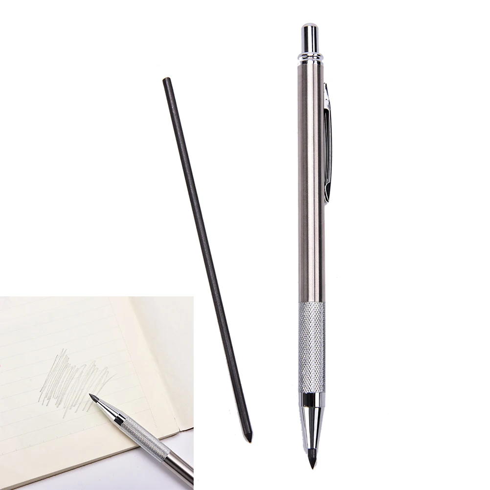 

Metal Automatic Pencil Silver Mechanical Pens For Kids Writing Gift Student School Stationary 3mm 1set