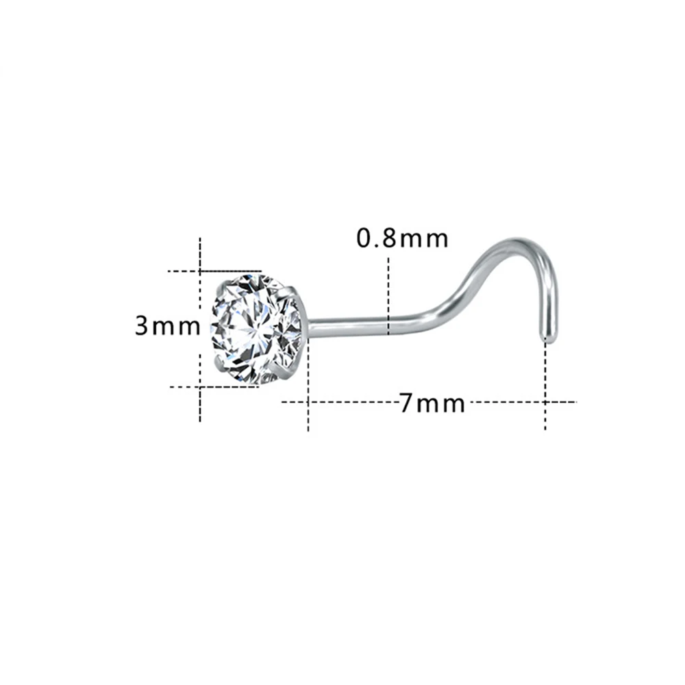 

3pcs/set Nose Ring Nostril Piercings CZ Crystal Piercing Nose Stud Stainless Steel Star Nose Rings Nose Piercing Women Jewelry