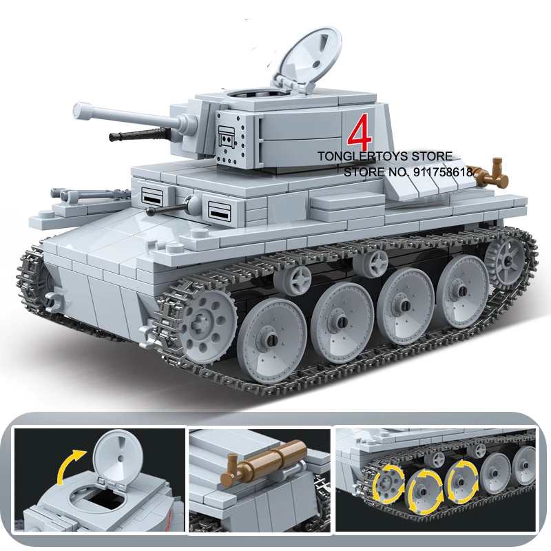 

LT-38 German Light Tank 535PCS Building Blocks Compatible Military Series Soldier Weapon Figures Sets Gift Toys 100082