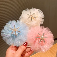 children crown pink blue lace princess crystal rhinestone pearl tiaras for kid girls accessiories hair jewelry