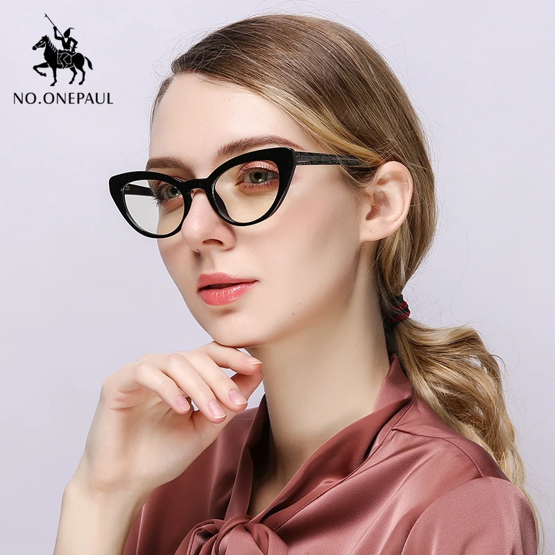 Женские винтажные очки NO.ONEPAUL черные с прозрачными линзами в круглой оправе