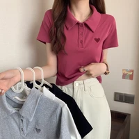 women summer top casual basic shirt single breasted button tops shirt short sleeve v neck t shirt japan korea style