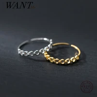 wantme 925 sterling silver simple geometric unique link chain open finger ring for women men trendy korean hip hop party jewelry