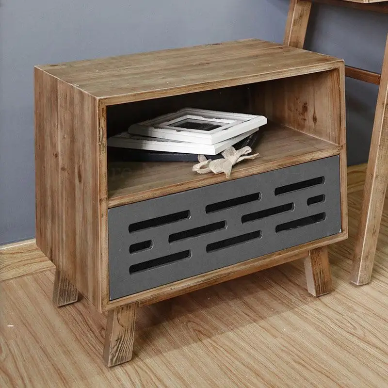 Простой деревянный прикроватный столик в японском стиле для кабинета спальни