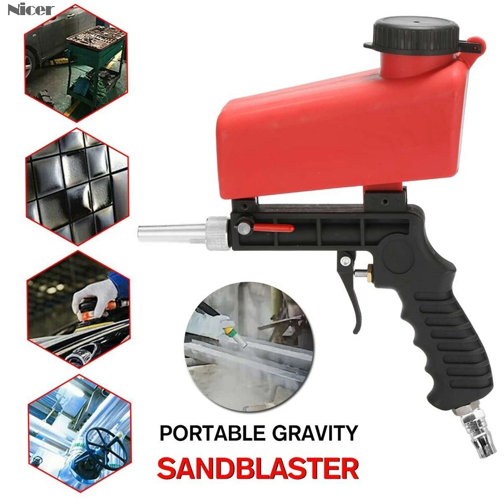 

90psi Portable Gravity Sandblasting Guns Aluminium Pneumatic Sandblaster Spray Guns Sand Removal Blasting Power Machine