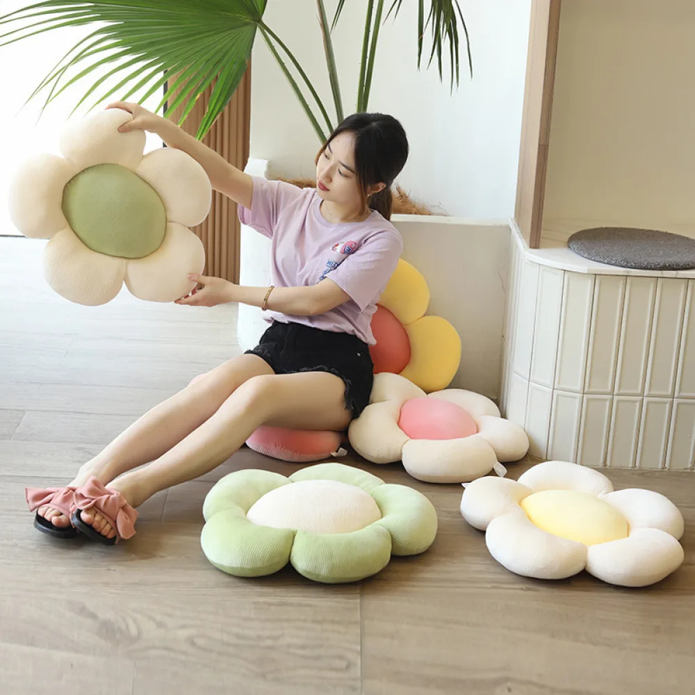 

Flowers Decorative Pillows for Sofa Comfort Chair Cushion Round Velvet Soft Floor Seat Cushion Plush Floor Pillow Pet Cat Bed