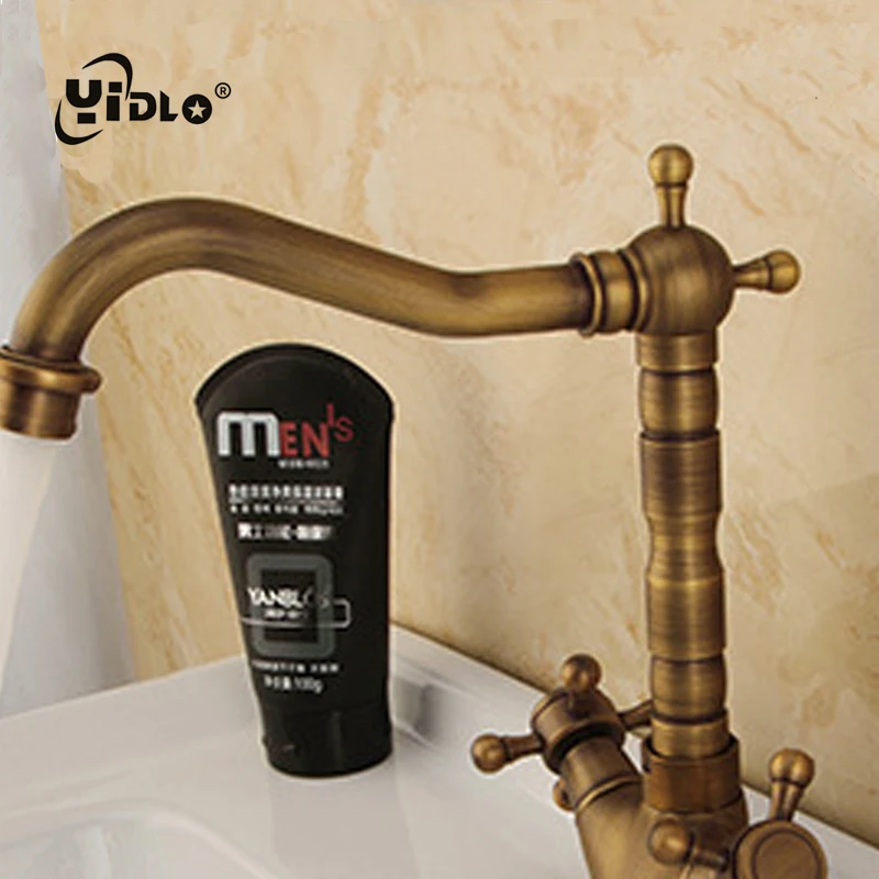 Антикварные смесители для раковины кухни латунь холодная и горячая вода кран