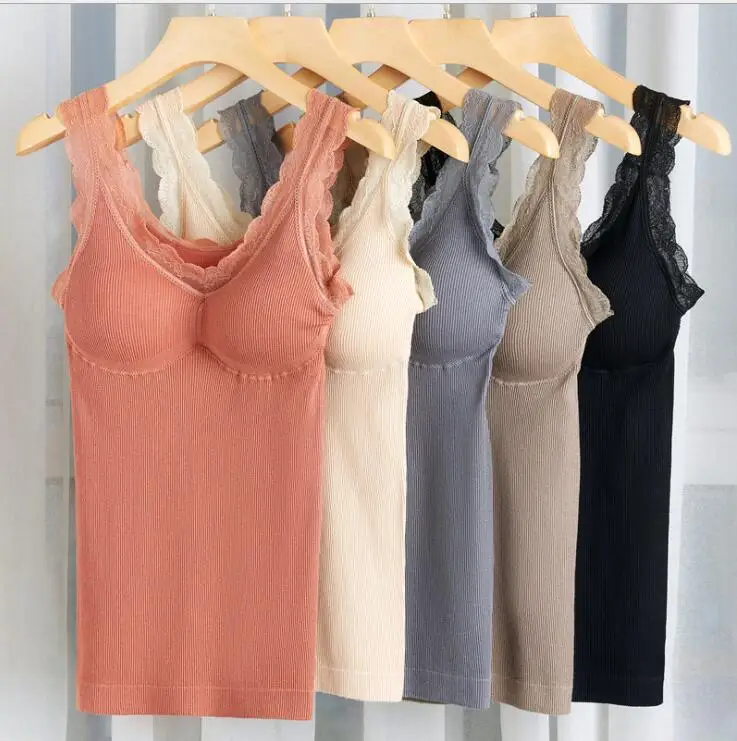 

Japanese thin Ms. Modal lace suspender vest with bottom lace V-neck threaded jacket can be worn outside