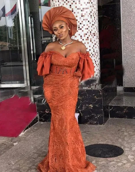 Verngo Aso Ebi Style Long Mermaid Evening Gowns Lace Off the Shoulder Prom Dress 2020 Plus Size African Formal Party Dresses | Свадьбы и