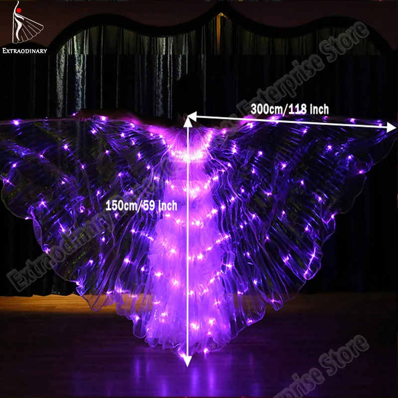 

LED Wing Dance Multicolor Party Light LED Isis Wings Belly Dance Light Up Costumes Club Wear With Flexible Sticks For Women