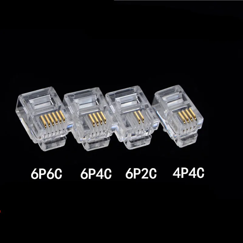 50 шт./лот RJ11 6P2C 6P4C 6P6C телефонный интернет модульный разъем Jack RJ-11 с украшением в