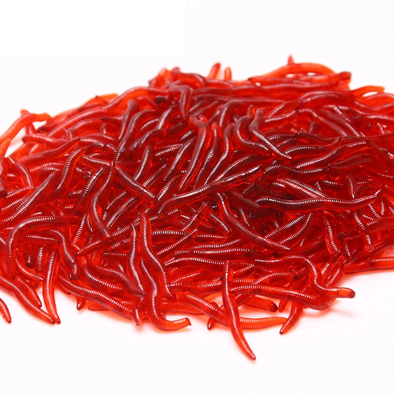 

50PCS/100PCS Lifelike Fishy Smell Red Worms Soft Bait Simulation Earthworm Carp Bass Fishing Lures Artificial Silicone Pesca
