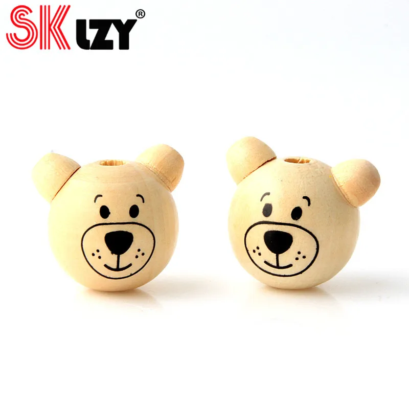 5 шт. 25X29MM 3D платье с рисунком головы медведя Форма деревянные бусины DIY Детская