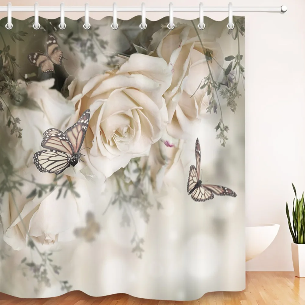 

Водонепроницаемые шторы для ванной, водонепроницаемые фотошторы с изображением роз, бабочек, цветов, БЕЛЫХ ЛИСТЬЕВ