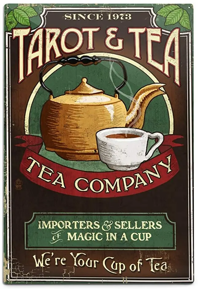 

Tarot and Tea Retro Metal Tin Sign Plaque Poster Wall Decor Art Shabby Chic Gift