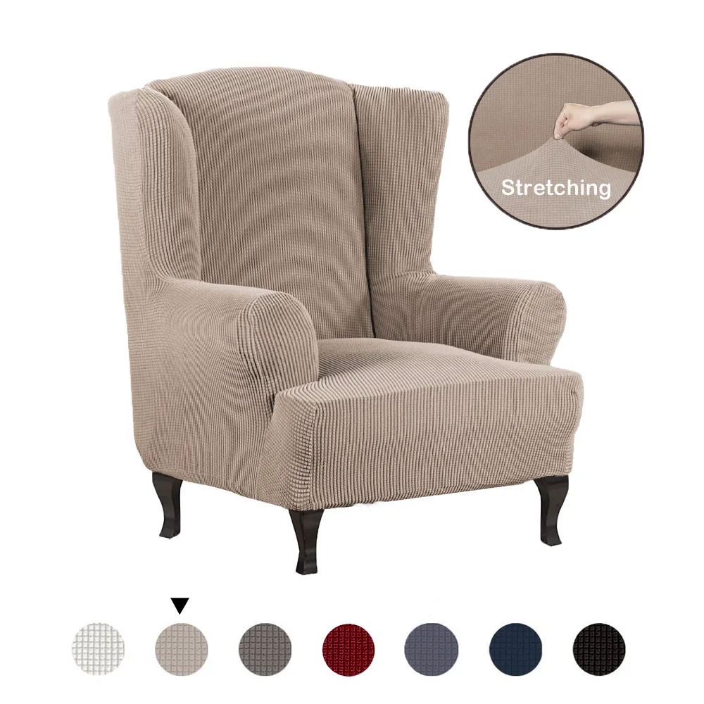 

Armchair Wing back Elastic Sofa Covers Fabric Stretch Couch Slipcover Solid Polyester Spandex Furniture Protector Cover