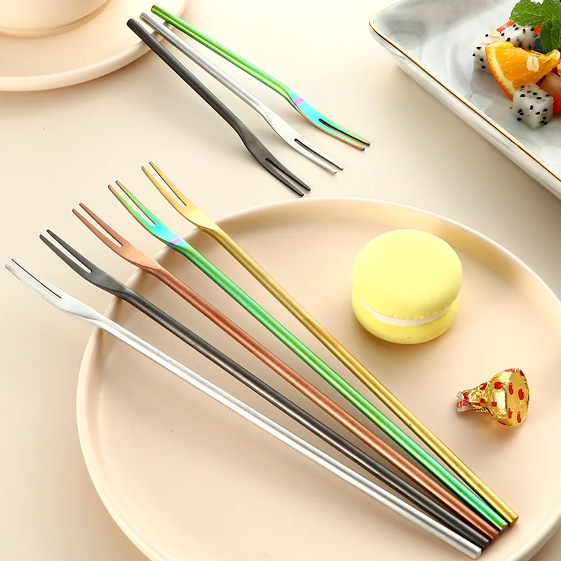 

Japanese Style 304 Stainless Steel Sanded Solid Fruit Fork Candy Dessert Food Fruit Toothpick Kitchen Supplies Tableware Utensil