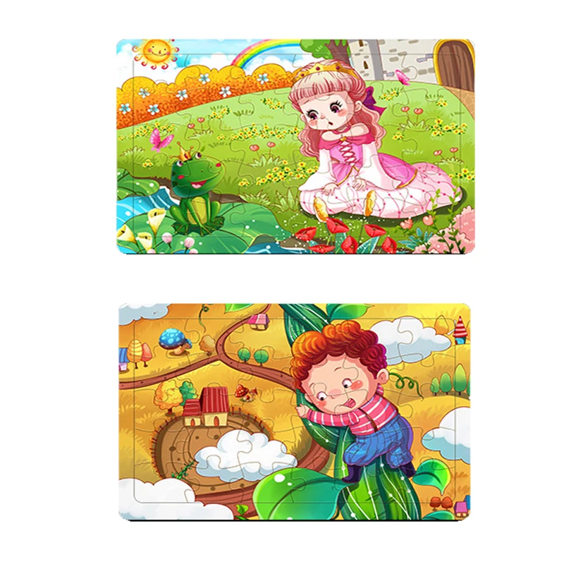 30 комплектов/Партия Детские деревянные пазлы в сказочном стиле с принтом виде