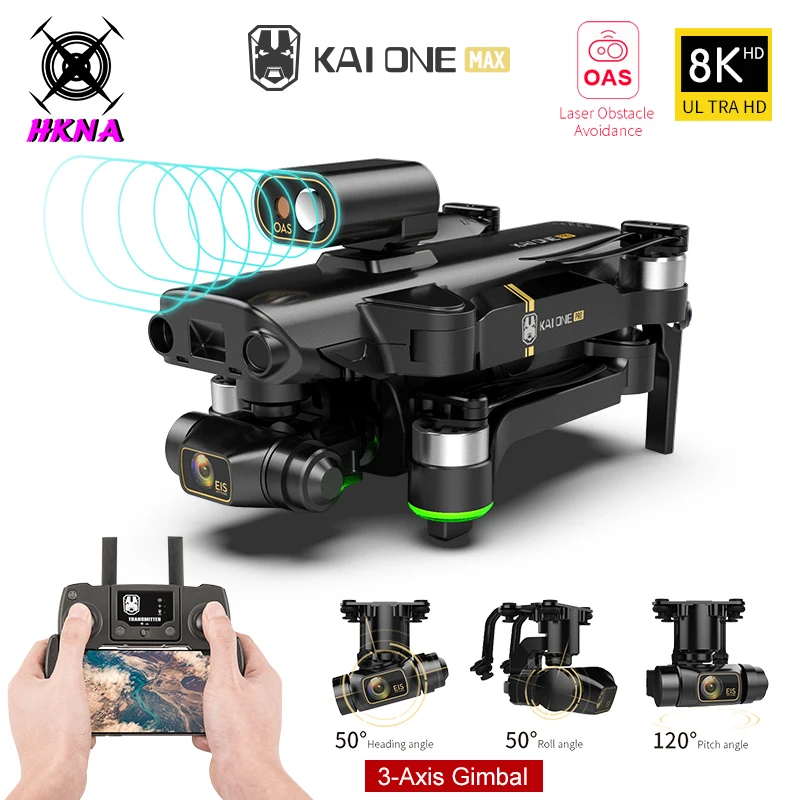 

HKNA KAI ONE PRO MAX GPS Drone 4K Profesional 8K HD Dual Camera Dron 3-Axis Gimbal Brushless RC Foldable Quadcopter