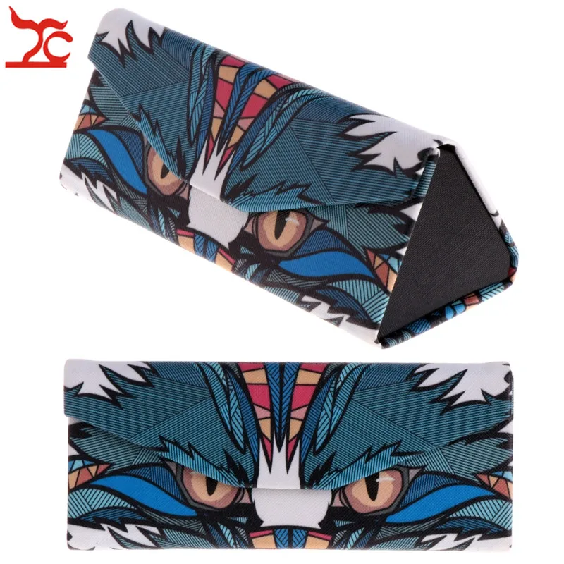 Портативный складной треугольный Чехол для очков ручной работы с мультяшным