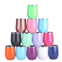 188 stainless steel drinking cup stemless wine glass double walled insulated 12oz wine tumbler