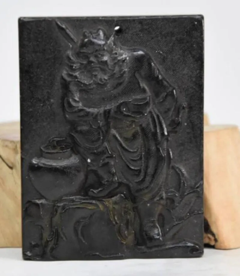 

Hongshan culture archaize black iron meteorite Zhong kui pendant statue