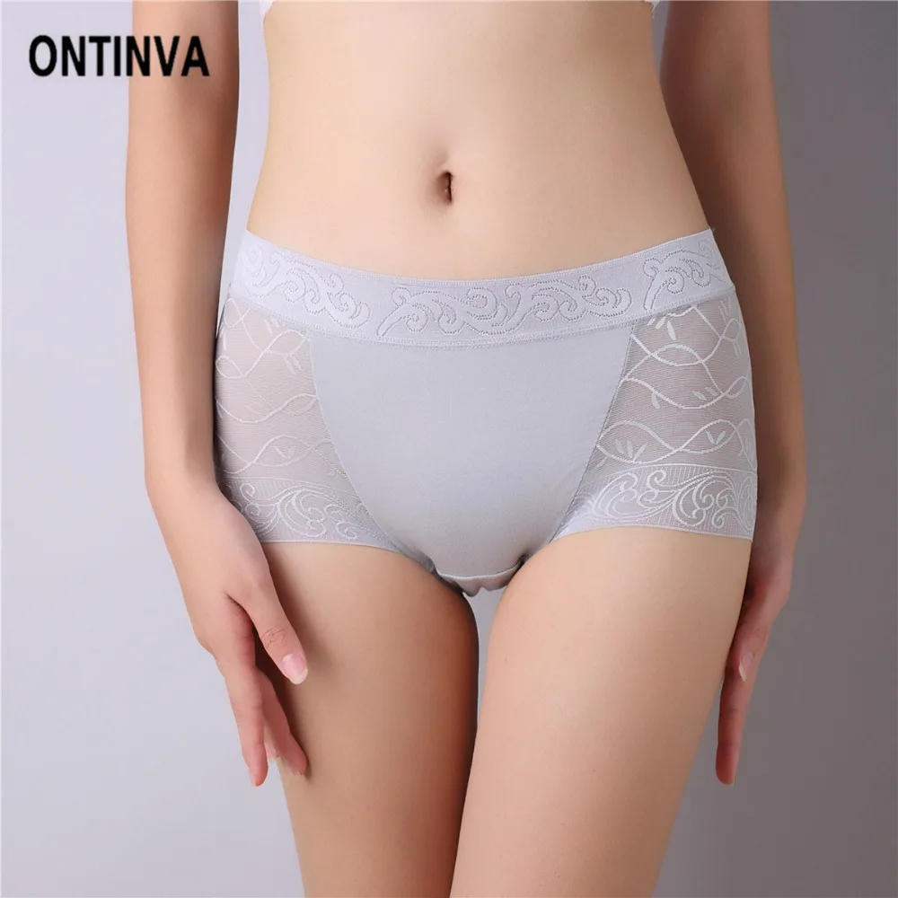 Женские трусы со средней посадкой L XL XXL размера плюс с кружевным тюлем Дамское