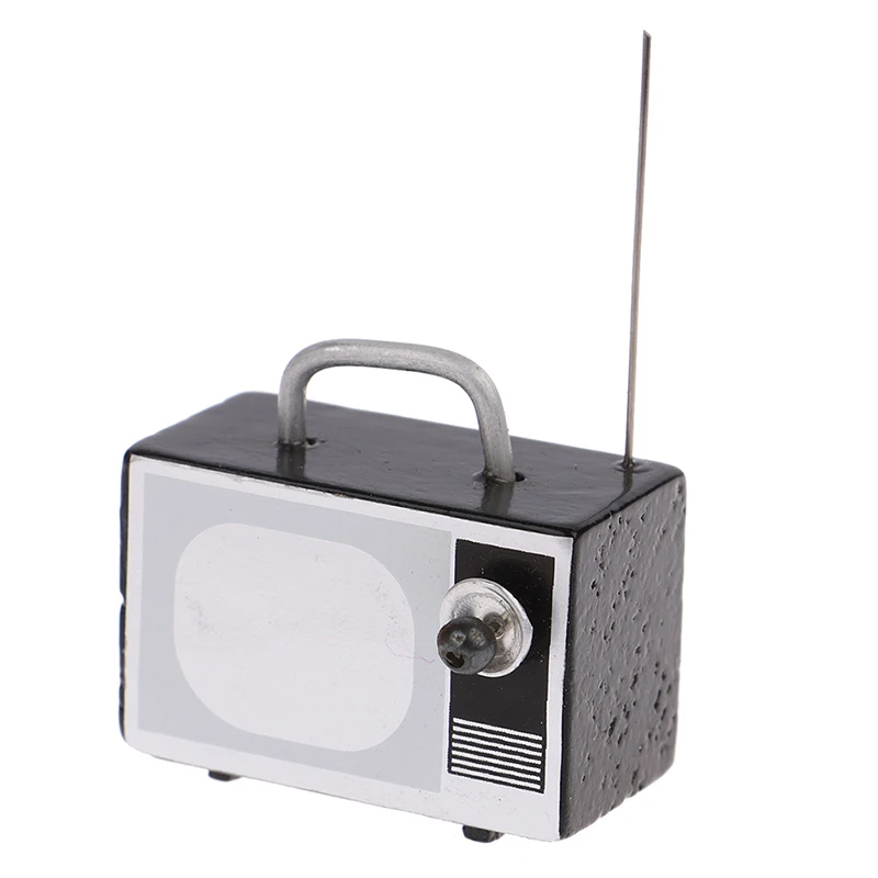 

1:12 Dollhouse Miniature TV and Remote Cute Mini Retro Antenna TV Television Living Room Furniture Accessory